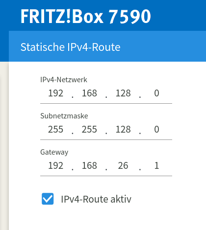 Fritzbox IP Routing 1